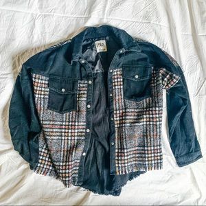 Zara Oversized Tweed and Denim Jacket (Medium)